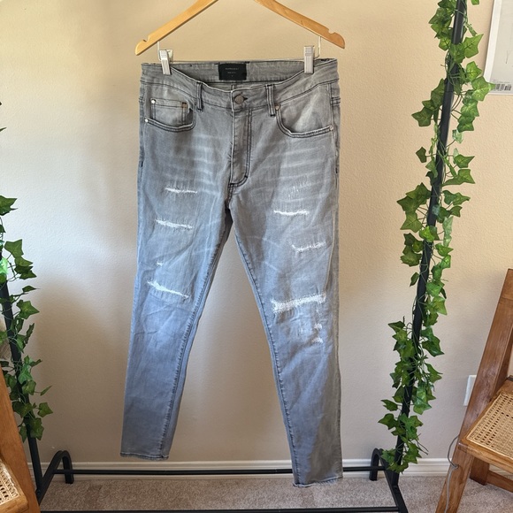 Represent Gray Distressed Men’s Skinny Jeans - Picture 1 of 7